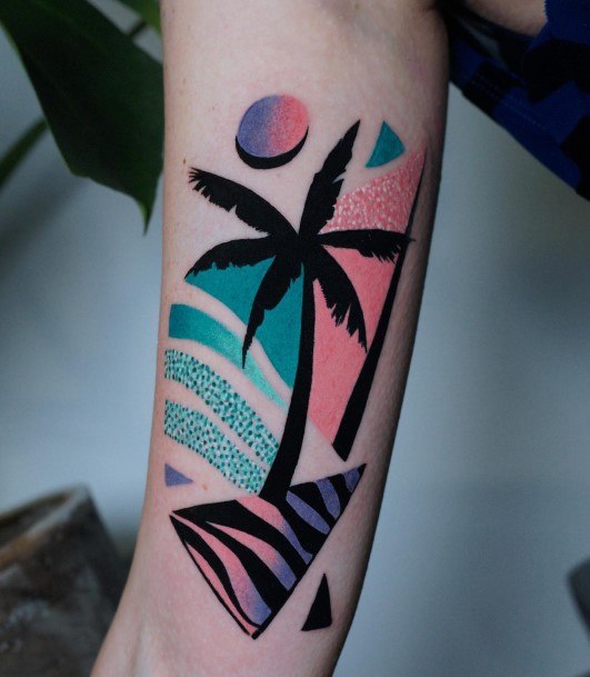 Girl With Darling Beach Tattoo Design