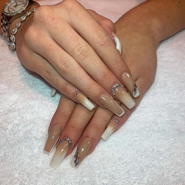 Girl With Darling Beige Ombre Nail Design