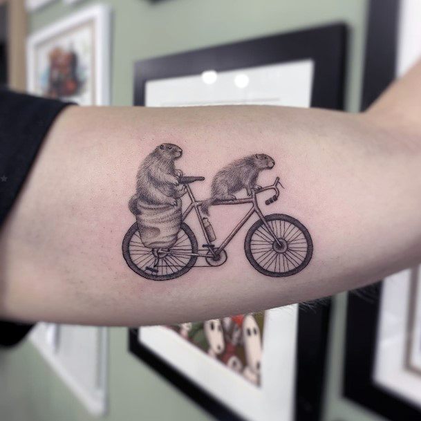 Girl With Darling Bicycle Tattoo Design