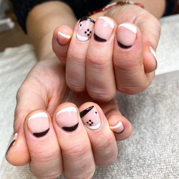 Girl With Darling Black And White Nail Design