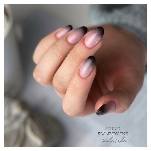 Girl With Darling Black Ombre Nail Design