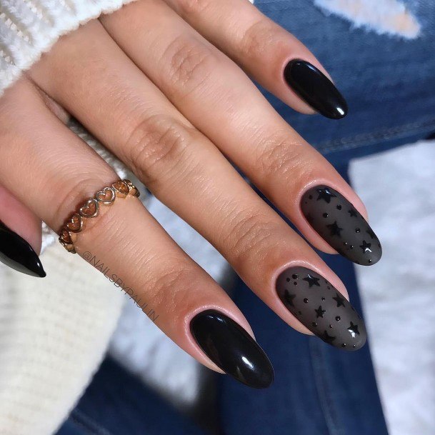 Girl With Darling Black Prom Nail Design