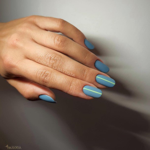 Girl With Darling Blue And Green Nail Design