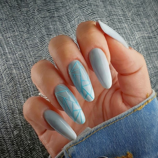 Girl With Darling Blue Summer Nail Design