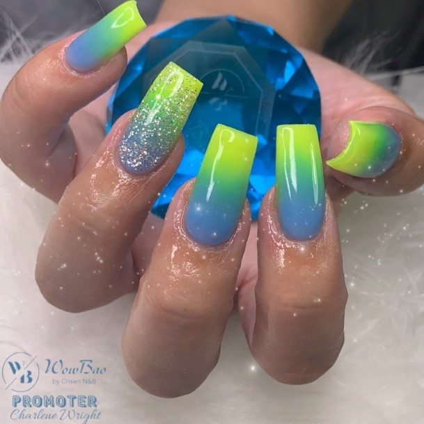 Girl With Darling Bright Ombre Nail Design