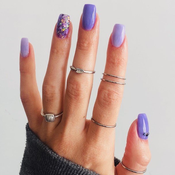 Girl With Darling Bright Purple Nail Design