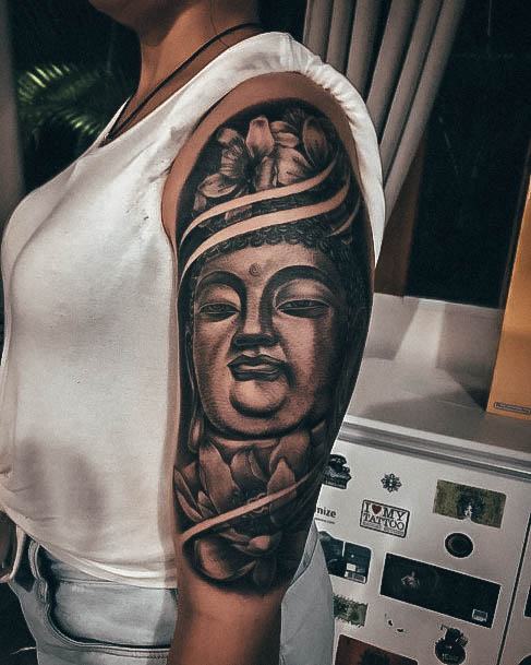 Girl With Darling Buddha Tattoo Design