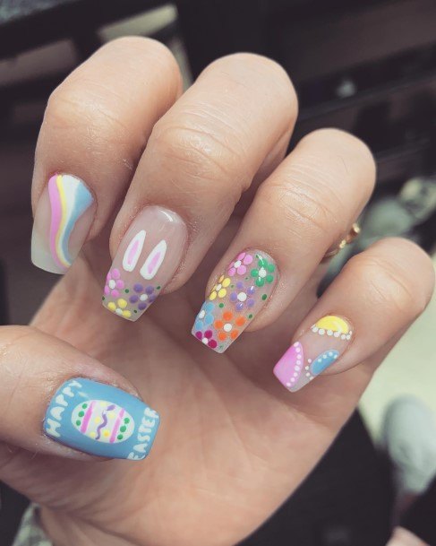 Girl With Darling Bunny Nail Design