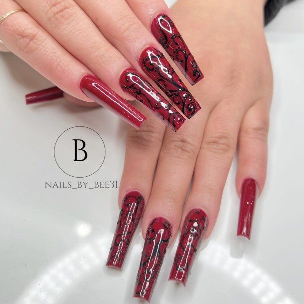 Top 100 Best Burgundy And Black Nails For Women - Design Ideas