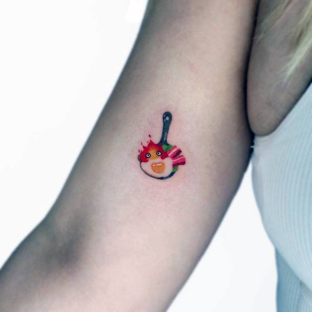 Girl With Darling Calcifer Tattoo Design