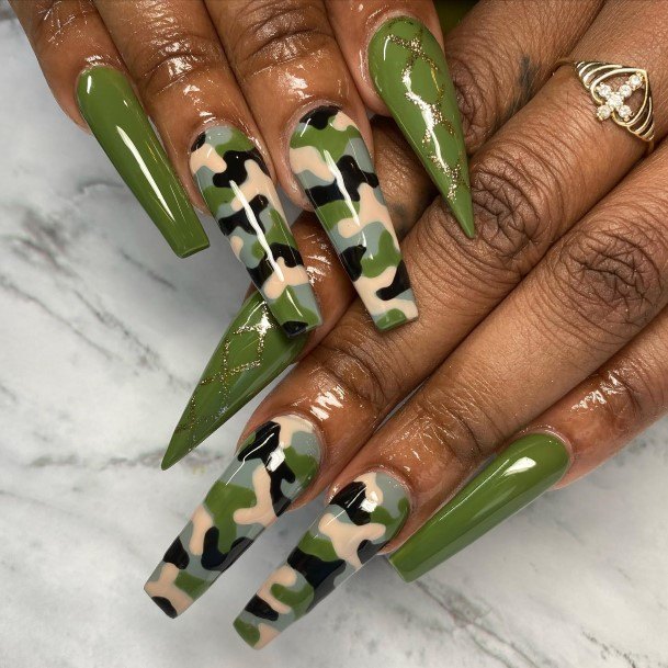 Girl With Darling Camo Nail Design