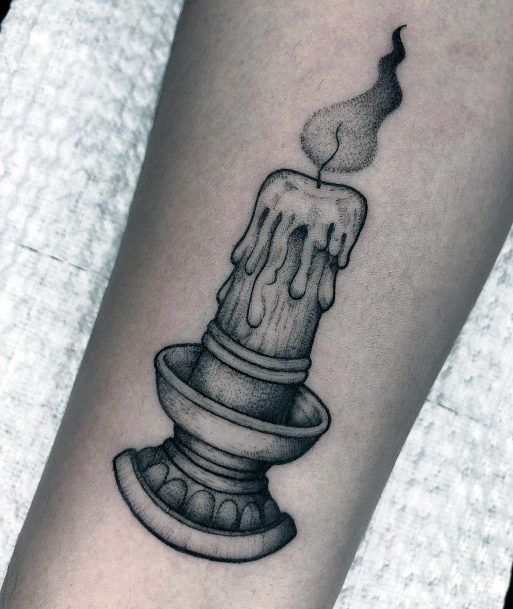Girl With Darling Candle Tattoo Design