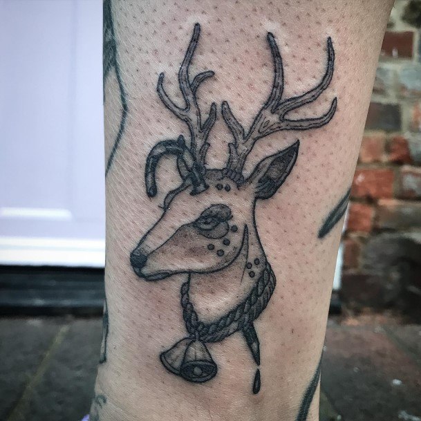 Girl With Darling Caribou Reindeer Tattoo Design