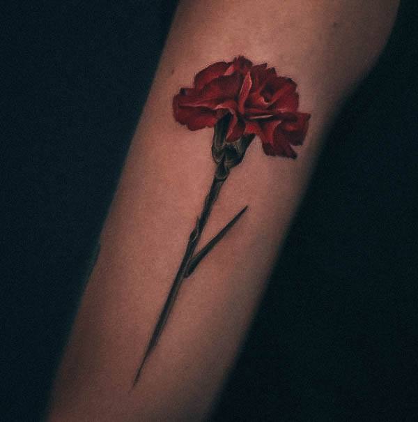 Girl With Darling Carnation Tattoo Design