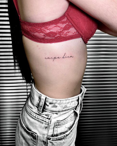 Girl With Darling Carpe Diem Tattoo Design