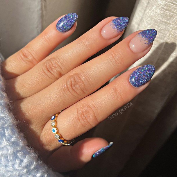 Girl With Darling Clear Blue Nail Design