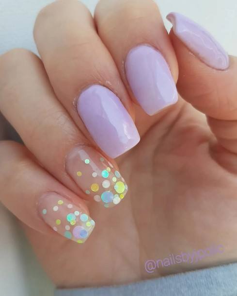 Girl With Darling Confetti Nail Design