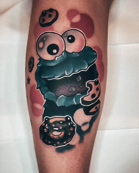 Girl With Darling Cookie Monster Tattoo Design