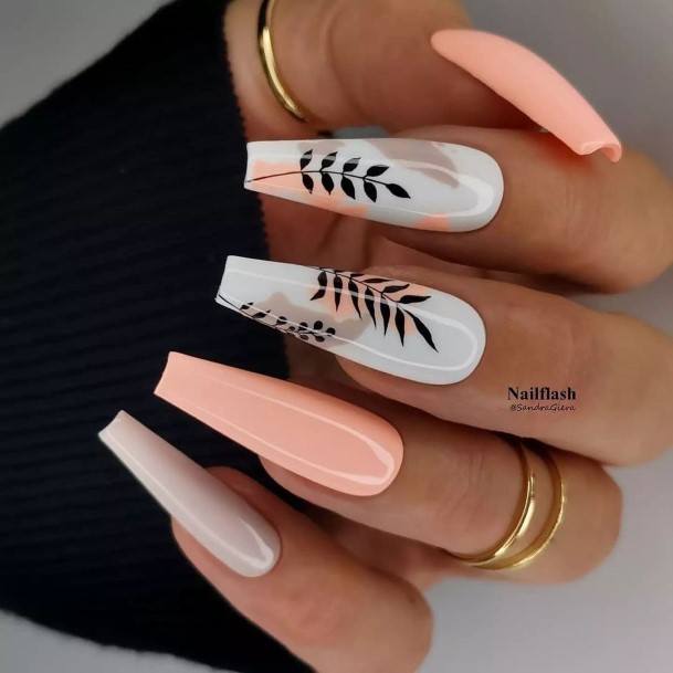 Girl With Darling Coral Nail Design