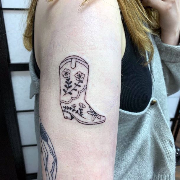 Girl With Darling Cowboy Boot Tattoo Design