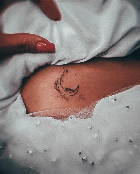 Girl With Darling Cresent Moon Tattoo Design