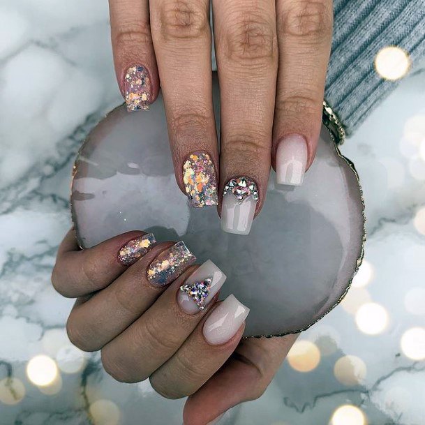 Girl With Darling Crystals Nail Design