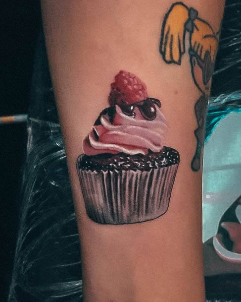 Girl With Darling Cupcake Tattoo Design