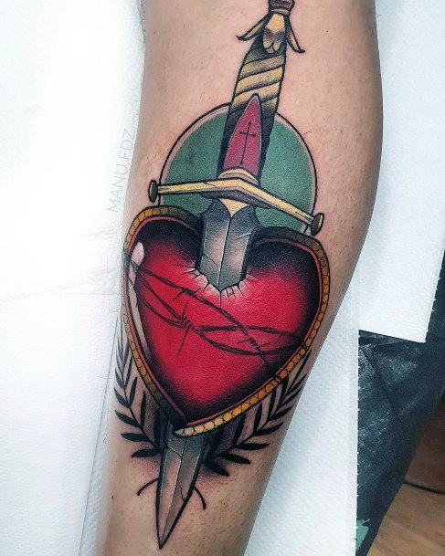 Girl With Darling Dagger Heart Tattoo Design