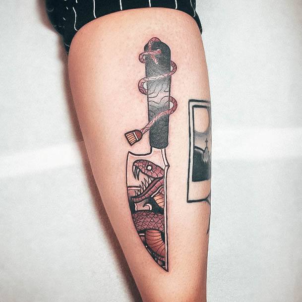 Girl With Darling Dagger Tattoo Design