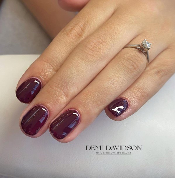 Girl With Darling Dark Maroon Nail Design