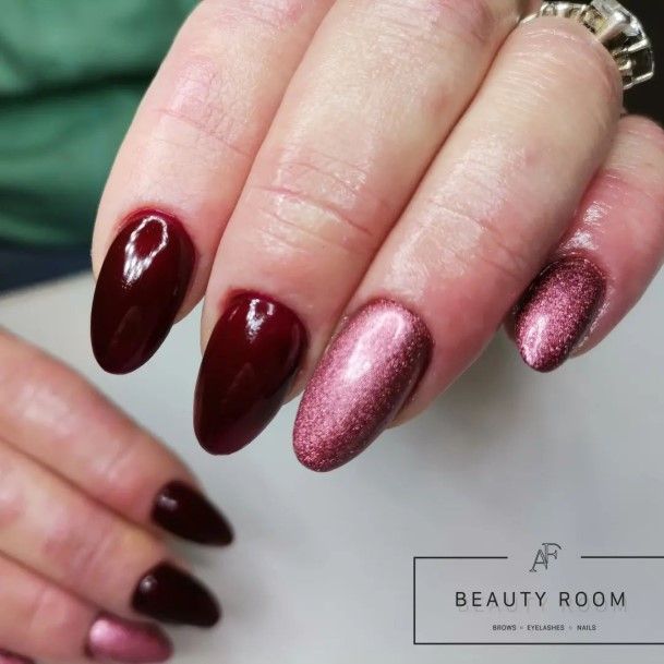 Girl With Darling Dark Red Nail Design