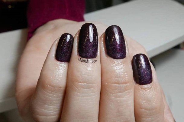 Girl With Darling Deep Purple Nail Design