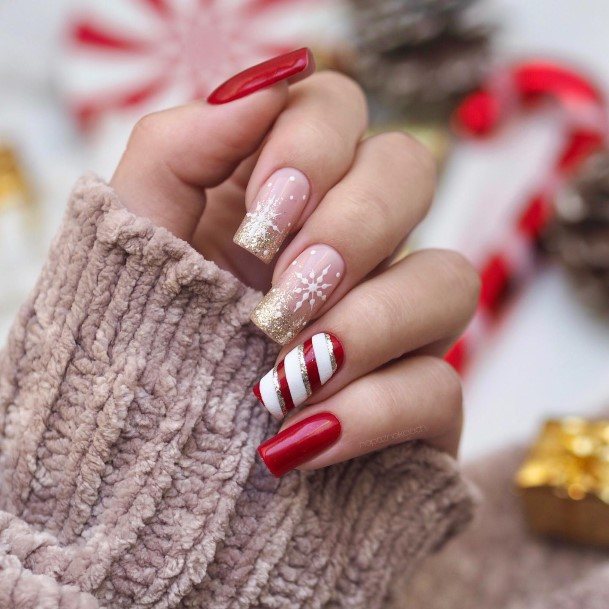 Girl With Darling Deep Red Nail Design