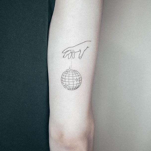 Girl With Darling Disco Ball Tattoo Design