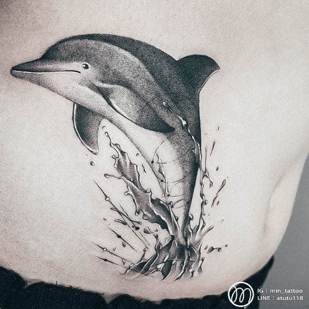 Girl With Darling Dolphin Tattoo Design