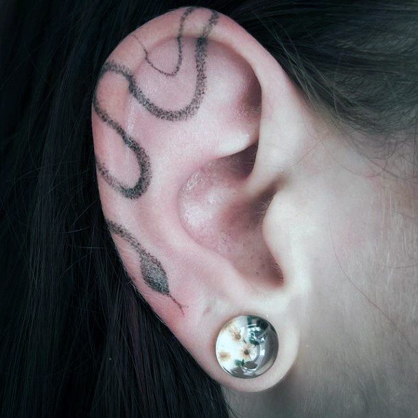 Girl With Darling Ear Tattoo Design