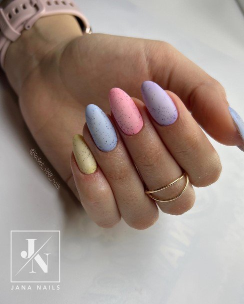Girl With Darling Easter Nail Design