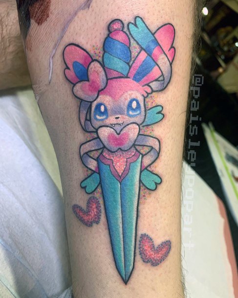 Girl With Darling Eevee Tattoo Design