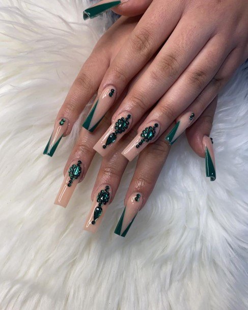 Girl With Darling Emerald Green Nail Design