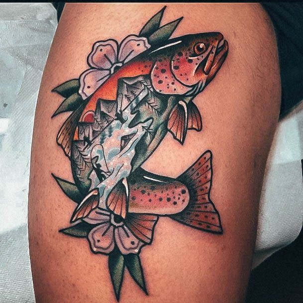 Girl With Darling Fishing Tattoo Design