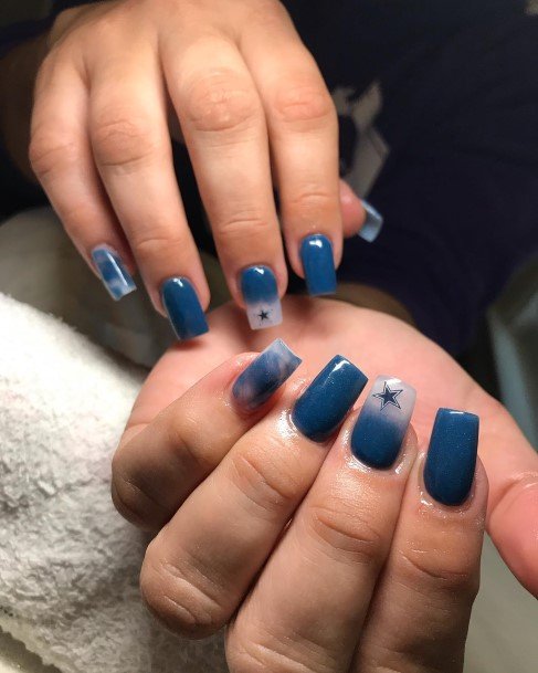 Girl With Darling Football Nail Design