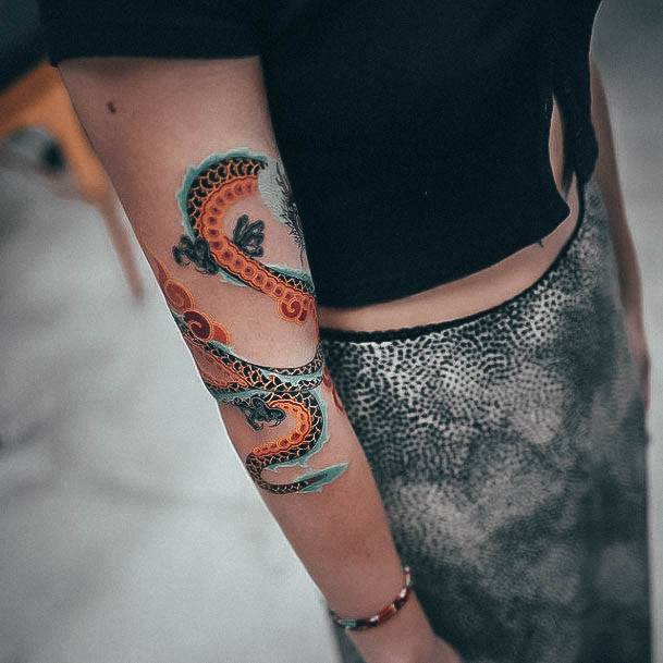 Girl With Darling Forearm Sleeve Tattoo Design