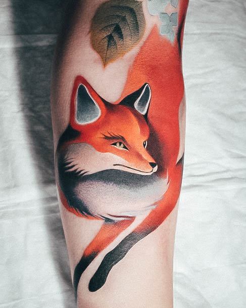 Girl With Darling Fox Tattoo Design