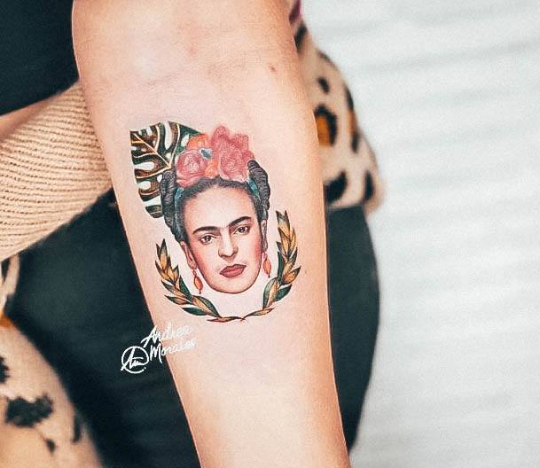 Girl With Darling Frida Tattoo Design