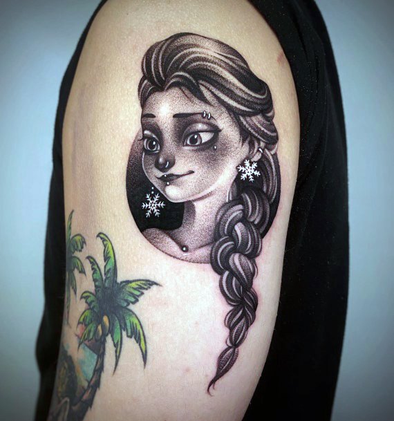 Girl With Darling Frozen Tattoo Design