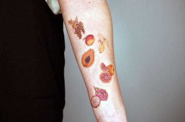 Girl With Darling Fruit Tattoo Design