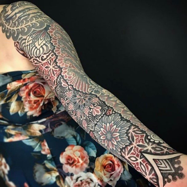 Girl With Darling Full Sleeve Tattoo Design