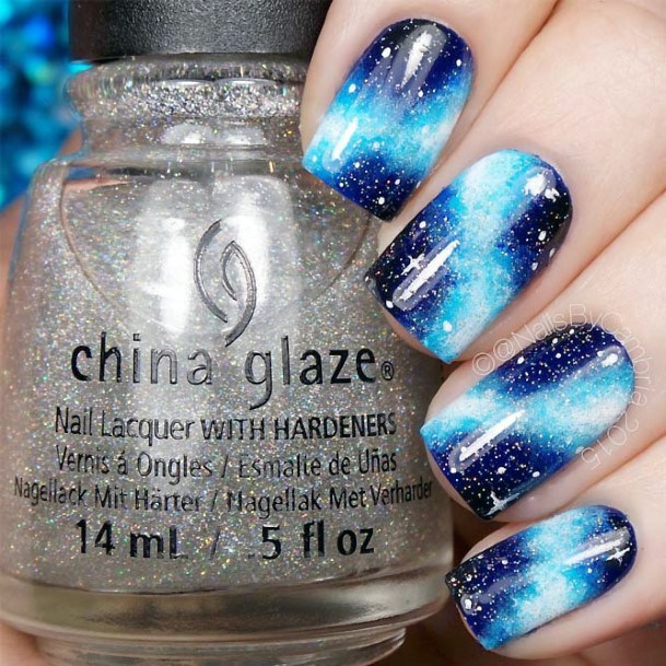 Girl With Darling Galaxy Nail Design