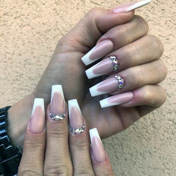 Girl With Darling Gemstone Nail Design