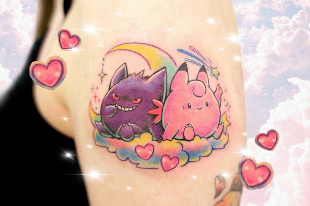 Girl With Darling Gengar Tattoo Design